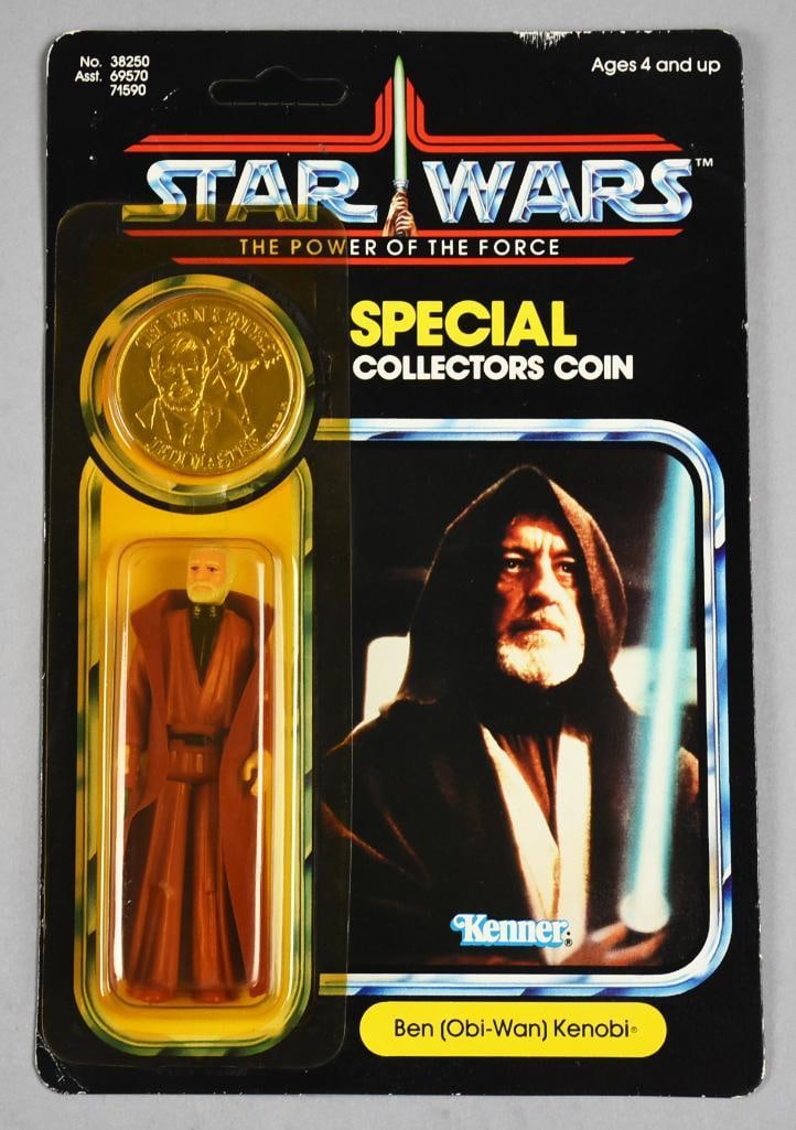 1984 Kenner Star Wars POTF Obi Wan Coin 92A Back-Unpunched: Lot is for a Star Wars Power of the Force Ben (Obi-Wan) Kenobi action figure from Kenner, 1984. It is on a?unpunched?92A card back.
