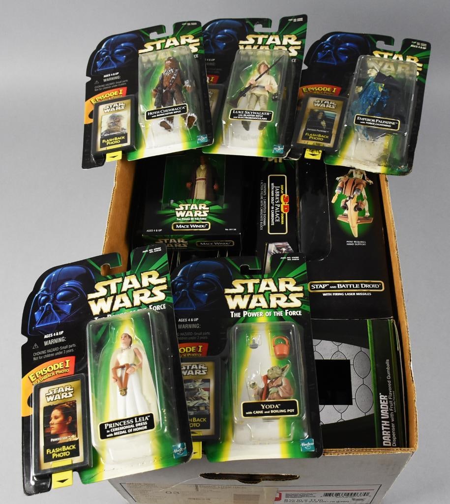 (14) Kenner Star Wars Power of the Force Action Figures NOS: Assorted figures include Yoda, Princess Leia, Luke Skywalker, Hoth Chewbacca and more. Counted but unchecked.