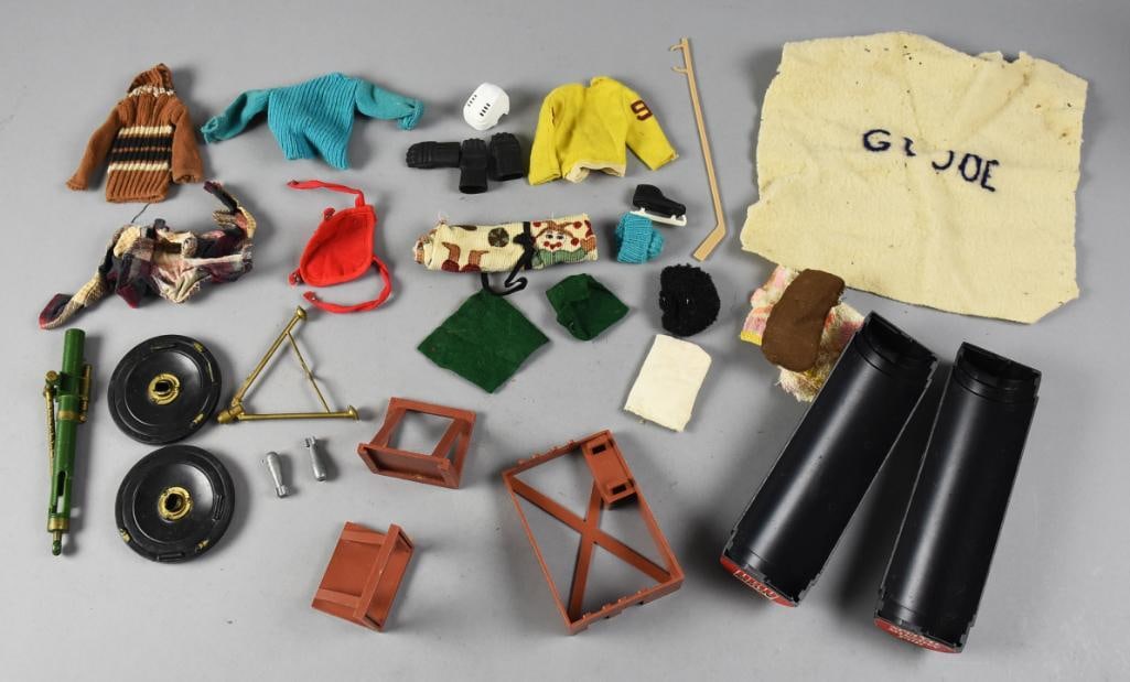 Vintage GI Joe Assorted Accessories - Loose: Nice assortment of vintage accessories that include shirts, hockey stick, boots and more. Possibly for GI Joe.
