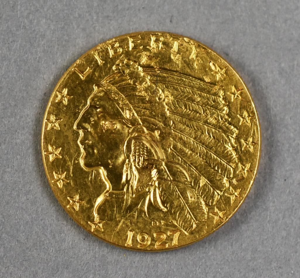1927 2 1/2 Dollar Indian Quarter Eagle 90% Gold Coin (1 of 3)