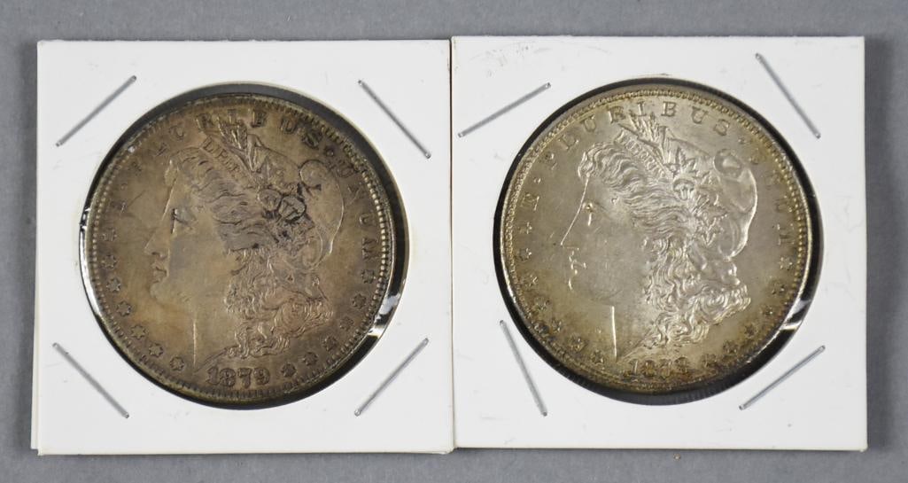 1878 S & 1879 Morgan Silver Dollar - VF To EF Fine (1 of 4)