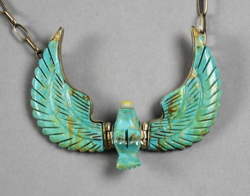 Harry Spencer Attrib Turquoise Articulated Eagle Necklace (1 of 11)