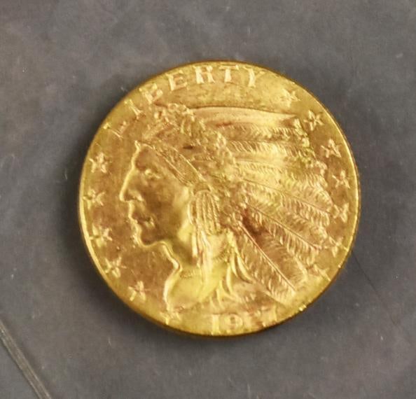 1927 Gold US $2 1/2 Indian Quarter Eagle Coin (1 of 4)
