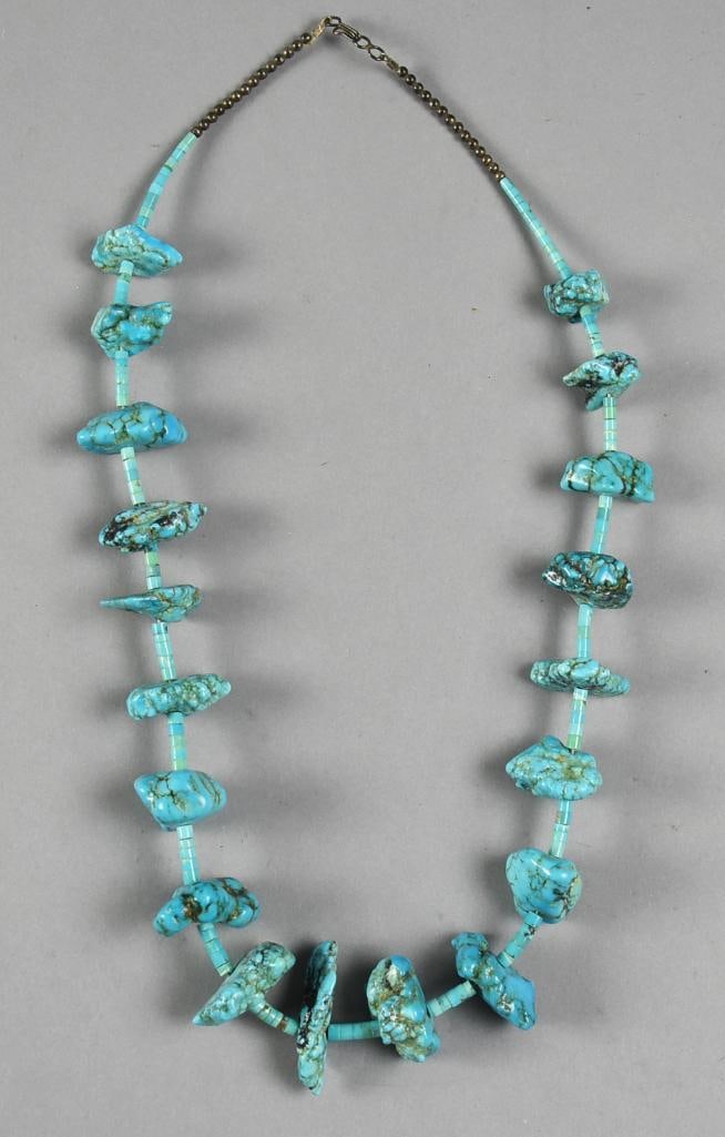 Vintage Sterling & Turquoise Chunk Necklace (1 of 5)