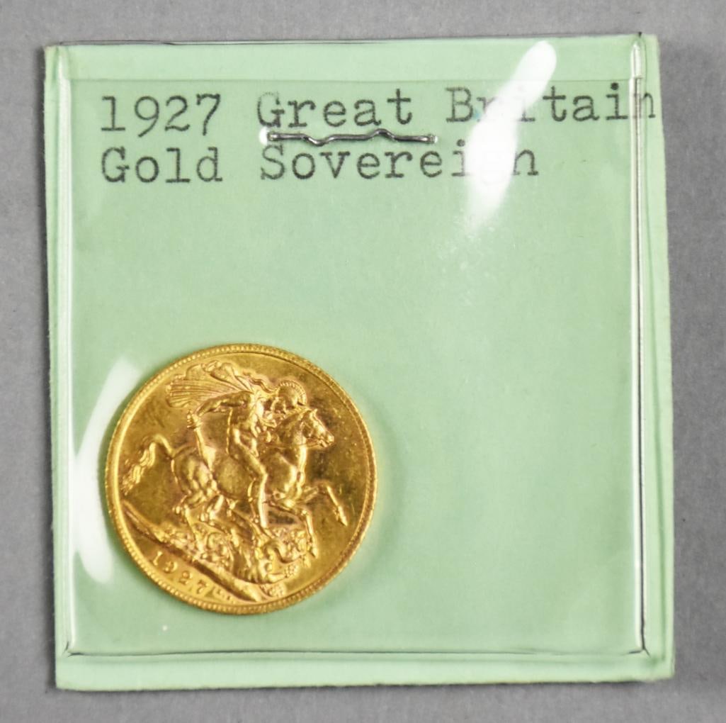 1927 Great Britain Gold Sovereign: Lot is for a 1927 Great Britain gold sovereign.
