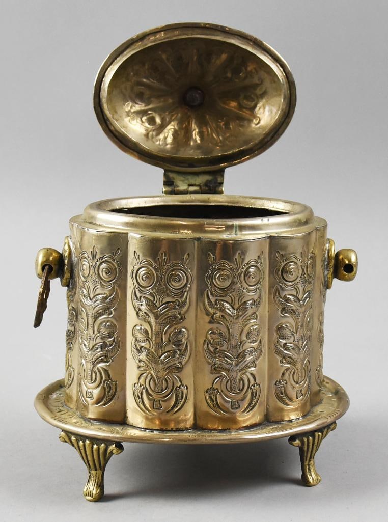 c1910 Moroccan Silver Plate Brass Tea Caddy - 2