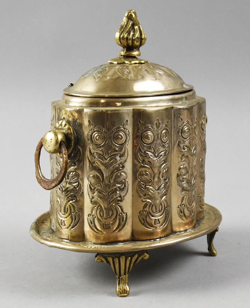 c1910 Moroccan Silver Plate Brass Tea Caddy - 3