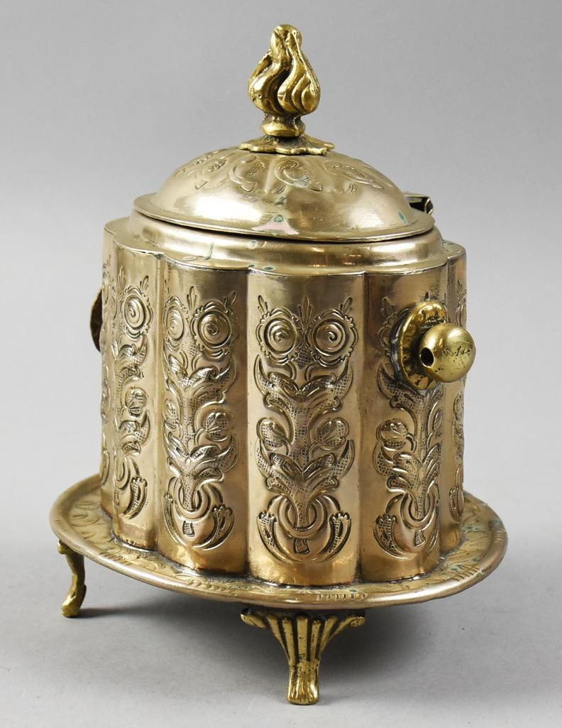 c1910 Moroccan Silver Plate Brass Tea Caddy - 4
