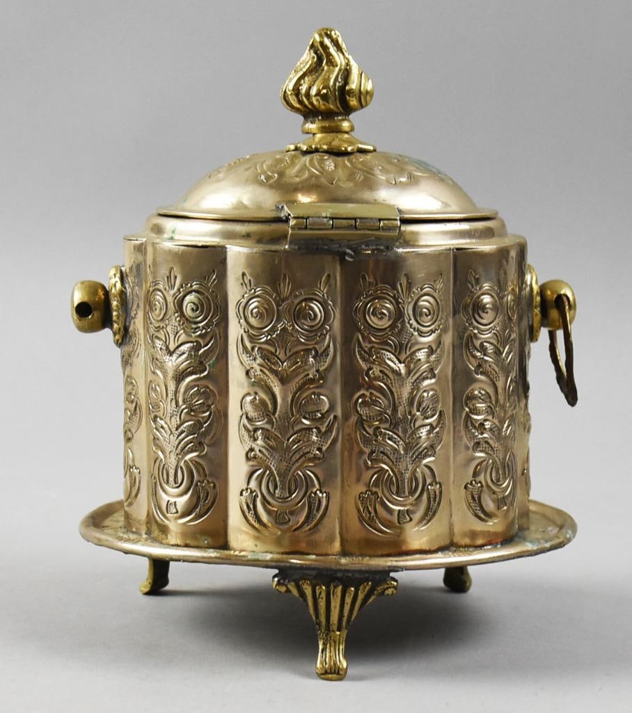 c1910 Moroccan Silver Plate Brass Tea Caddy - 5