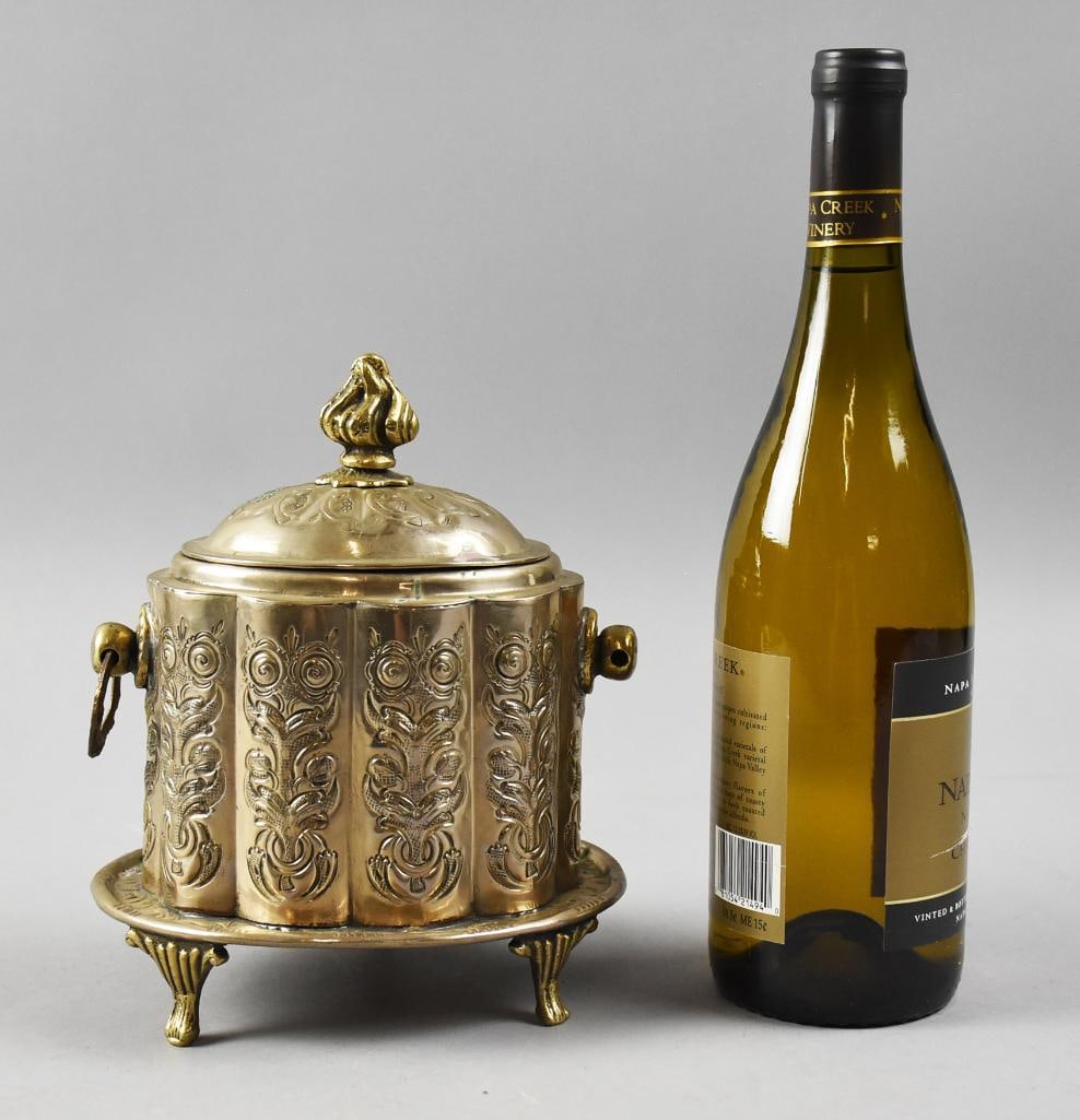 c1910 Moroccan Silver Plate Brass Tea Caddy - 9