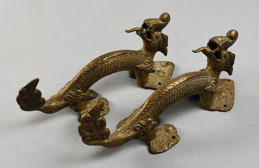 Vintage Tibetan Brass Dragon Door Handles (1 of 5)