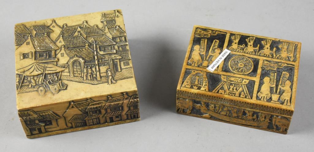 Vintage Vietnamese Carved Soapstone Trinket Boxes (1 of 7)