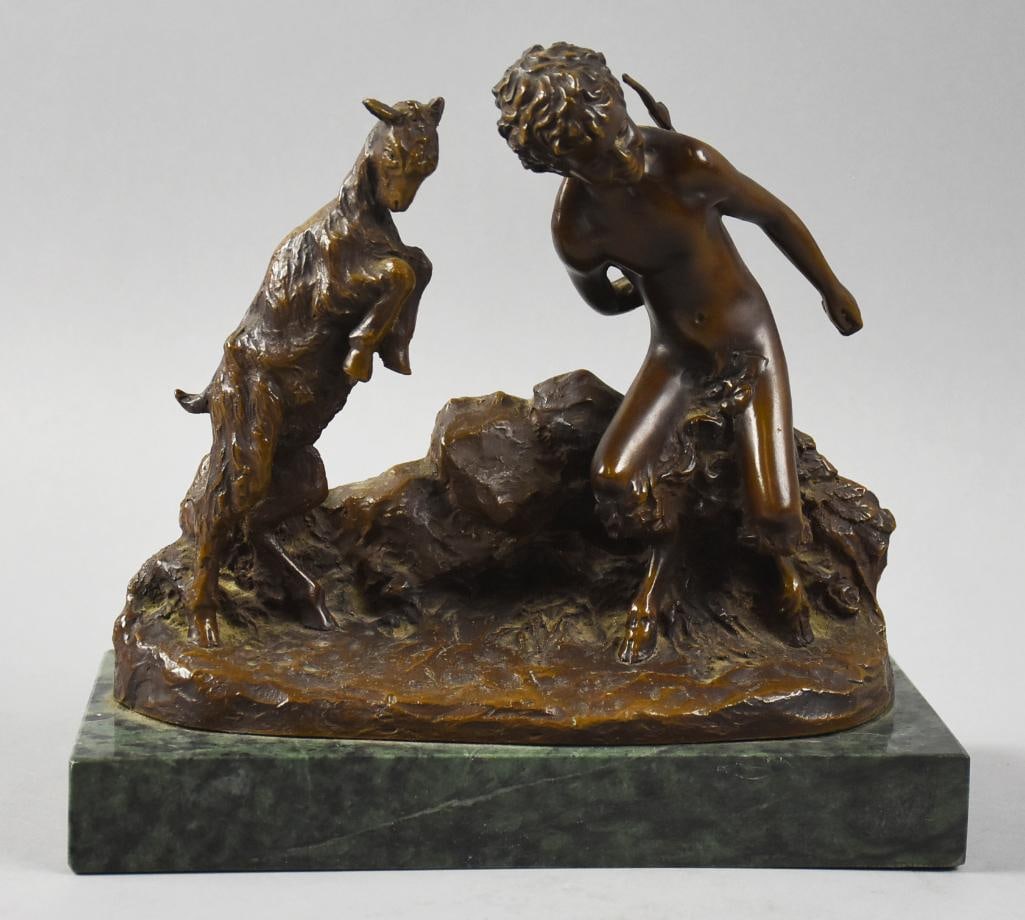 After Joseph d'Aste (1881?1945) Bacchus Child w/ Buck Bronze (1 of 6)