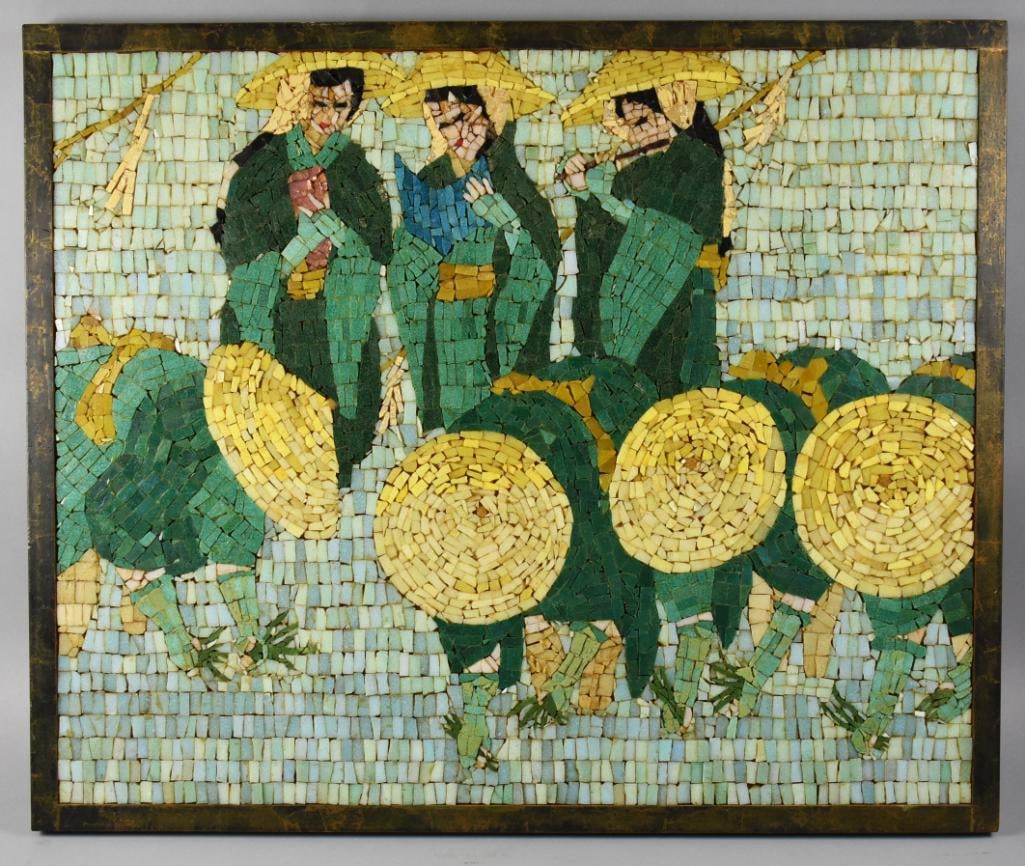 Vintage Asian Scene Mosaic Wall Art (1 of 7)