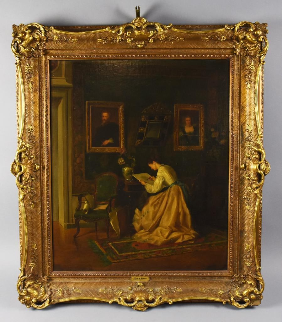 Emile Faivre (France 1821-1868) 1860 Oil on Canvas (1 of 9)
