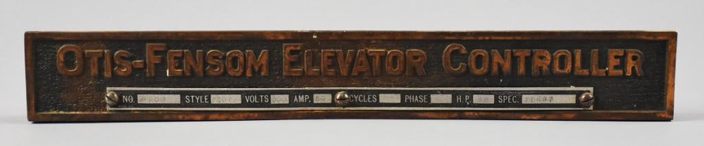 Antique Otis Fensom Elevator Co. Brass Controller Plate (1 of 6)