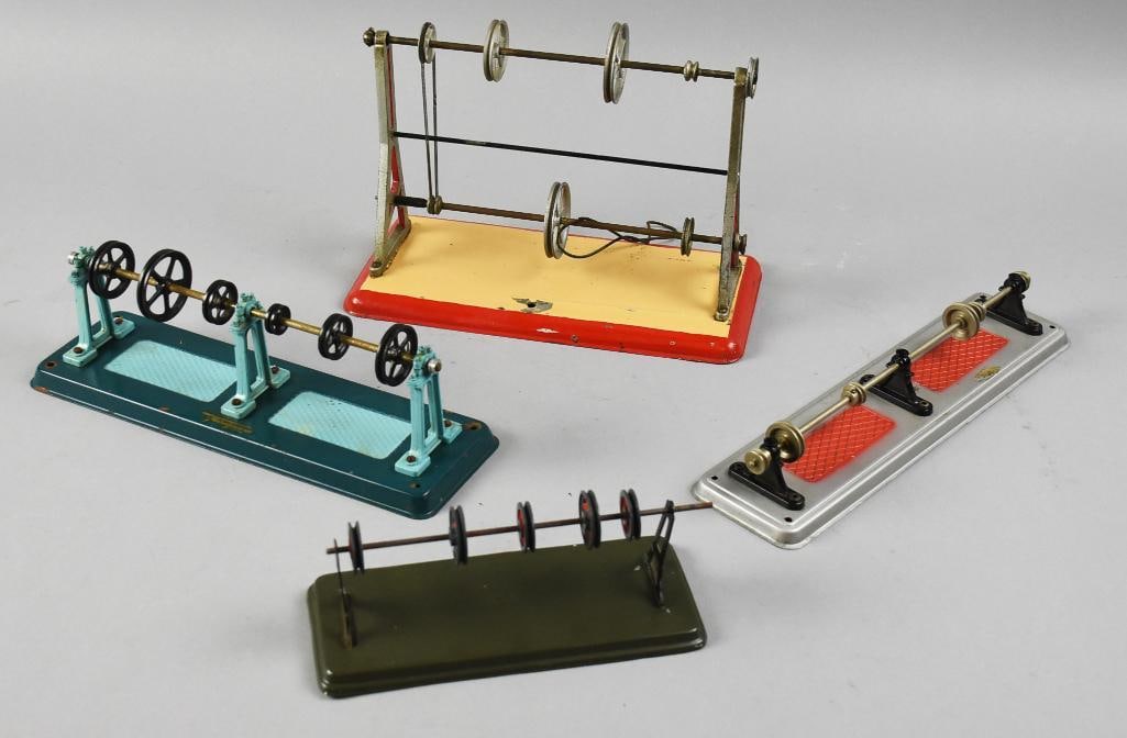 4 Early 20th-Century Toy Steam Engine Accessories: Lot if for four vintage and antique line shafts for steam engines. Includes a Fleishmann, Wilesco made in Western Germany, Bing made in Bavaria and one unidentified made in Western Germany. Measure fr