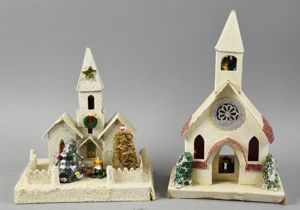 c1950 Japanese Putz Christmas Village Churches (1 of 6)