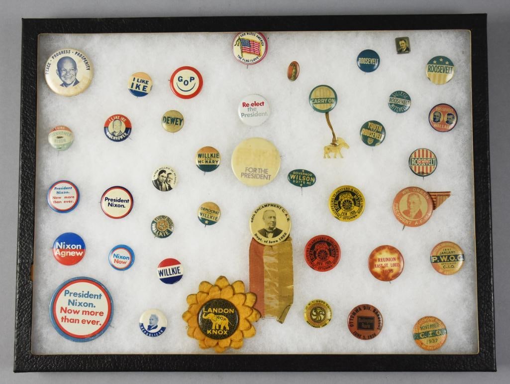 Vintage Political Pinback Collection in Riker (1 of 6)