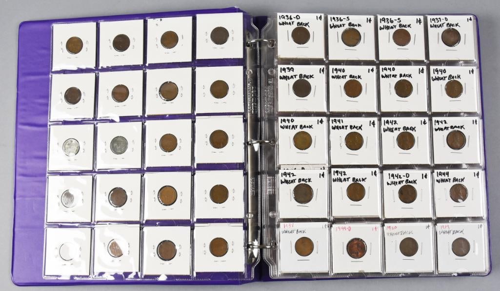 Indian & Lincoln Head Pennies, Three Ring Binder, FULL: This unsorted penny lot is an 8 page three ring binder filled with Indian head and Lincoln head pennies. Each sheet has 20 coins for a total of 160 coins. All unchecked.