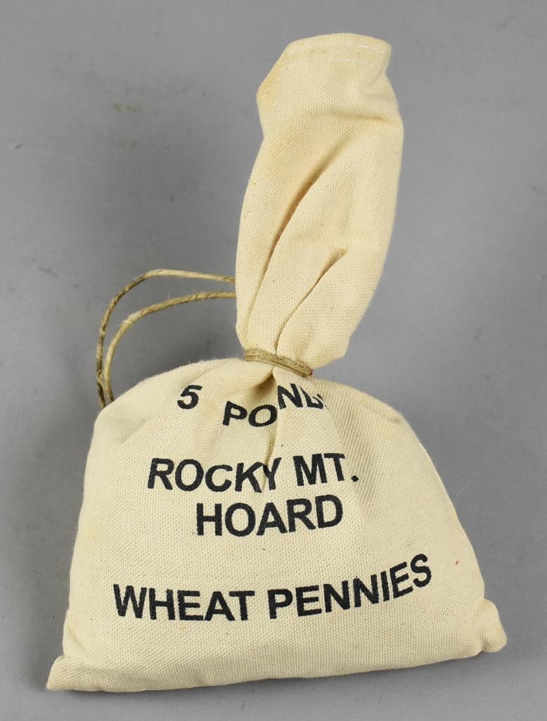 Rock Mountain 5# Unsearched Wheat Pennies: Lot is for a sealed and unchecked 5 lb. bag of wheat pennies from Rocky Mountain Hoard.