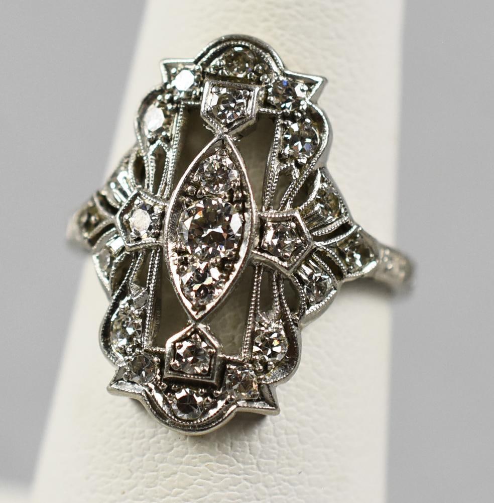 Art Deco Platinum Diamond Cocktail Ring (1 of 15)
