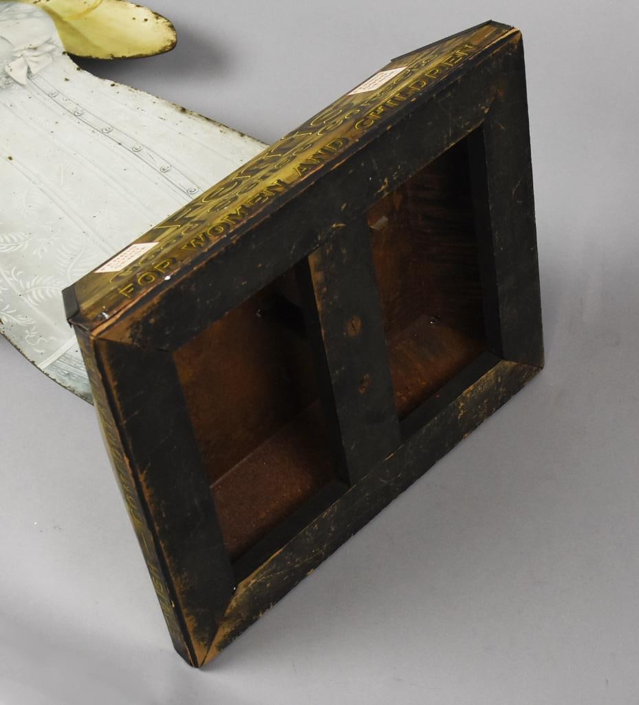 c1915 Ferris Corsets Double Sided Tin Litho Countertop Display - 10