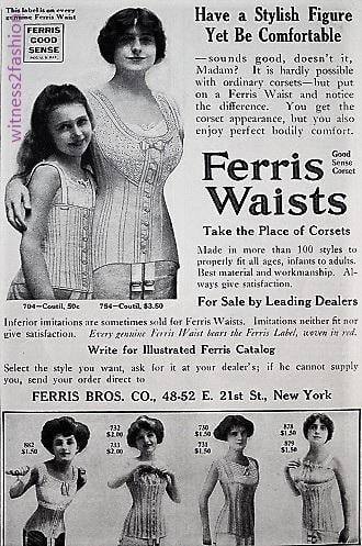 c1915 Ferris Corsets Double Sided Tin Litho Countertop Display - 12