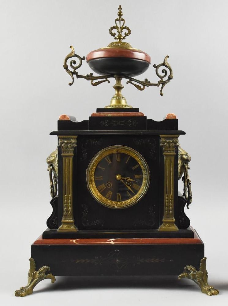 French A.D. Mougin Japonisme Chinoiserie Marble & Gilt-Bronze Mantel Clock (1 of 20)