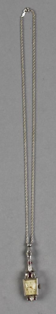14k Lady Elgin Diamond Ruby Pendant Watch - 3
