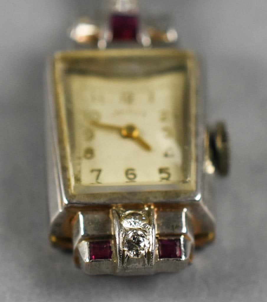 14k Lady Elgin Diamond Ruby Pendant Watch - 7