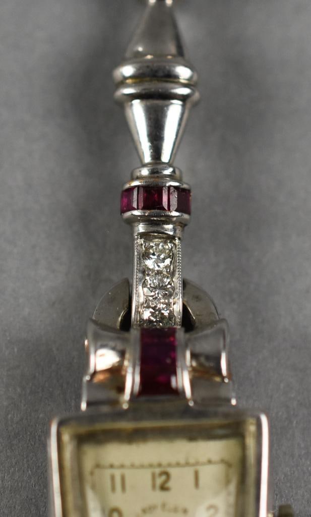 14k Lady Elgin Diamond Ruby Pendant Watch - 8
