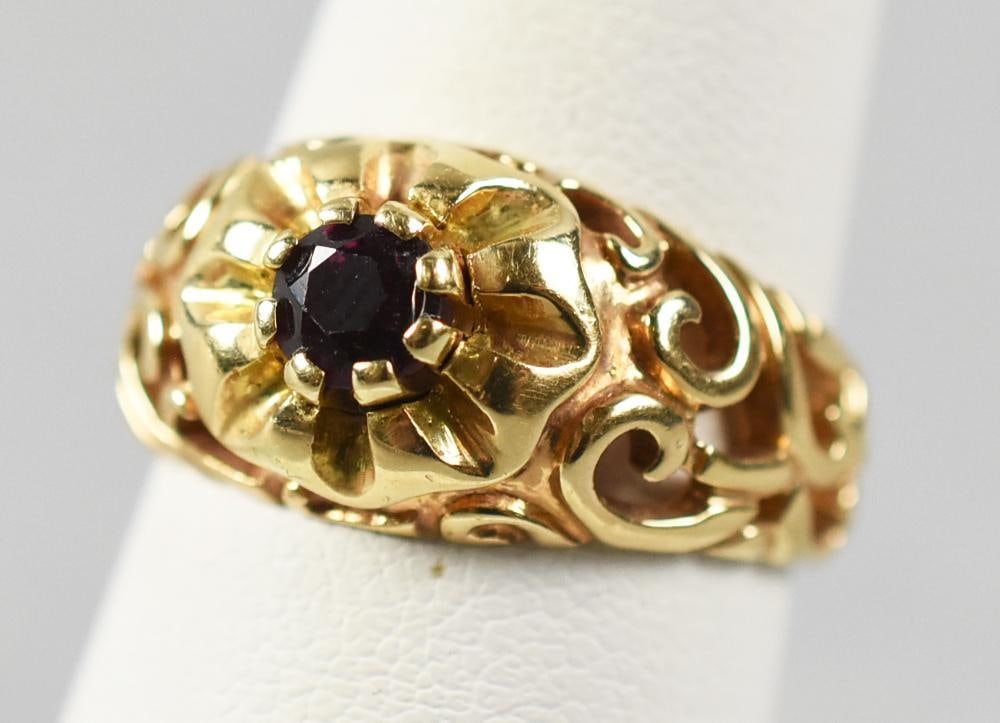 14K Yellow Gold, Ruby Ring - 4