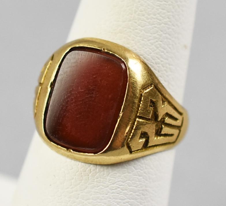 1923 Warren & Co 14K Yellow Gold, Carnelian Signet Ring: This great looking ring is Warren & Co of New York. It is 14K yellow gold, signet ring with carnelian stone. One side of the band is AG and the other side is 23, believed to be for 1923. It is an