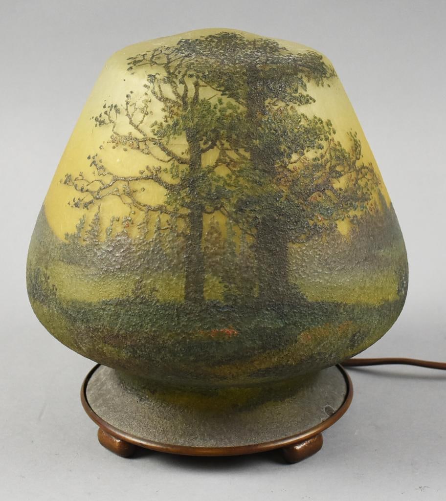 c1905 Handel 5327A Reverse Painted Landscape Lamp - 2