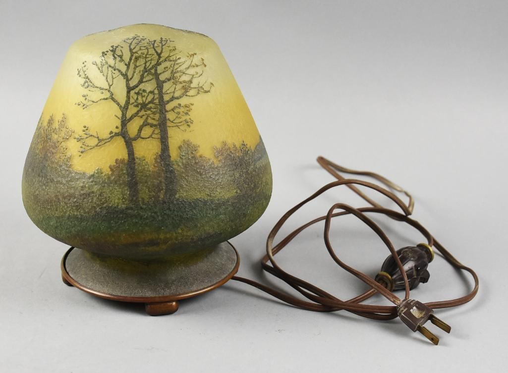 c1905 Handel 5327A Reverse Painted Landscape Lamp - 3