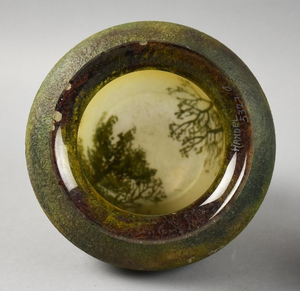 c1905 Handel 5327A Reverse Painted Landscape Lamp - 6