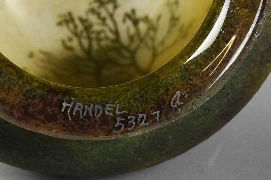 c1905 Handel 5327A Reverse Painted Landscape Lamp - 7