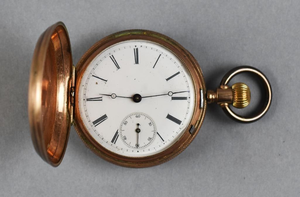 c1890 Adolphe Huguenin Engraved Hunter Case Pocket Watch (1 of 16)