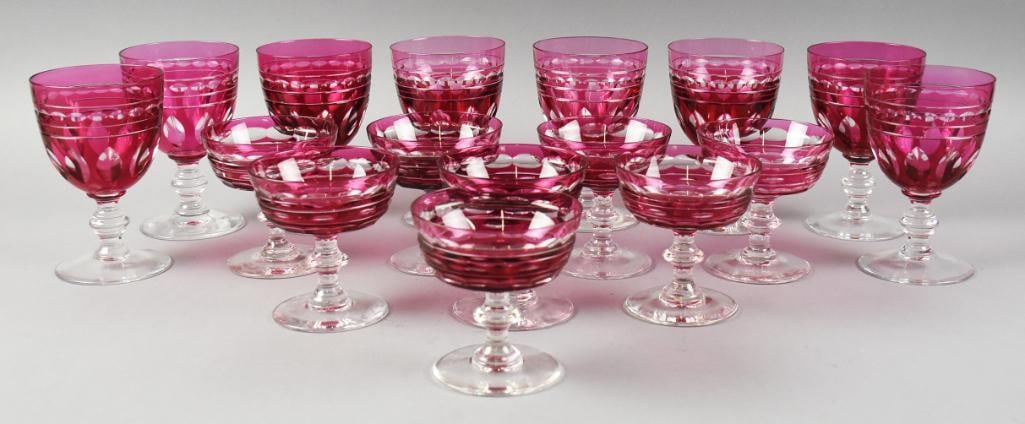 Val St. Lambert Ruby Kent York Rose Glassware (1 of 6)