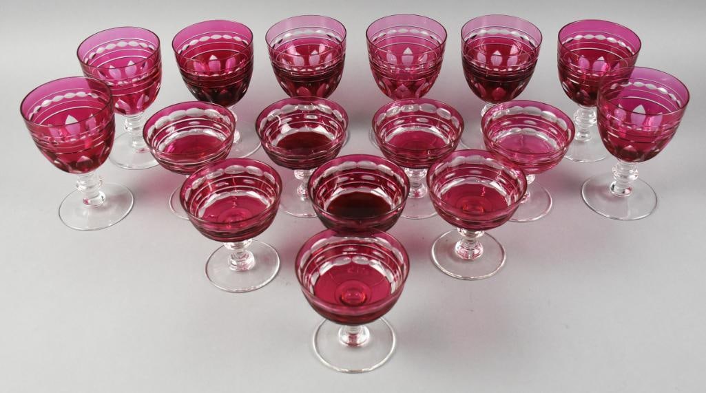 Val St. Lambert Ruby Kent York Rose Glassware - 2