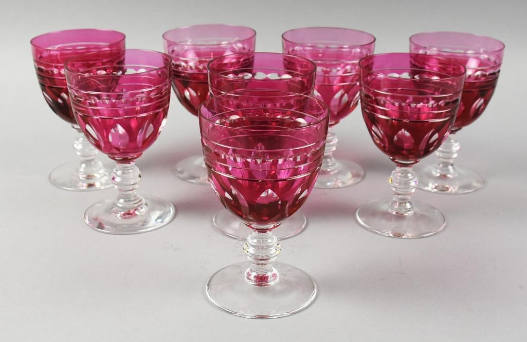 Val St. Lambert Ruby Kent York Rose Glassware - 3