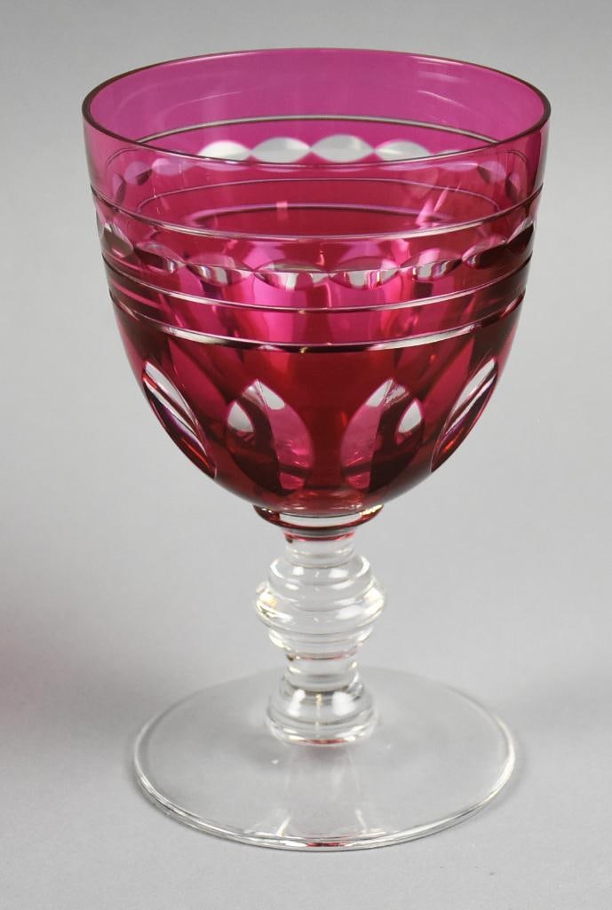 Val St. Lambert Ruby Kent York Rose Glassware - 4