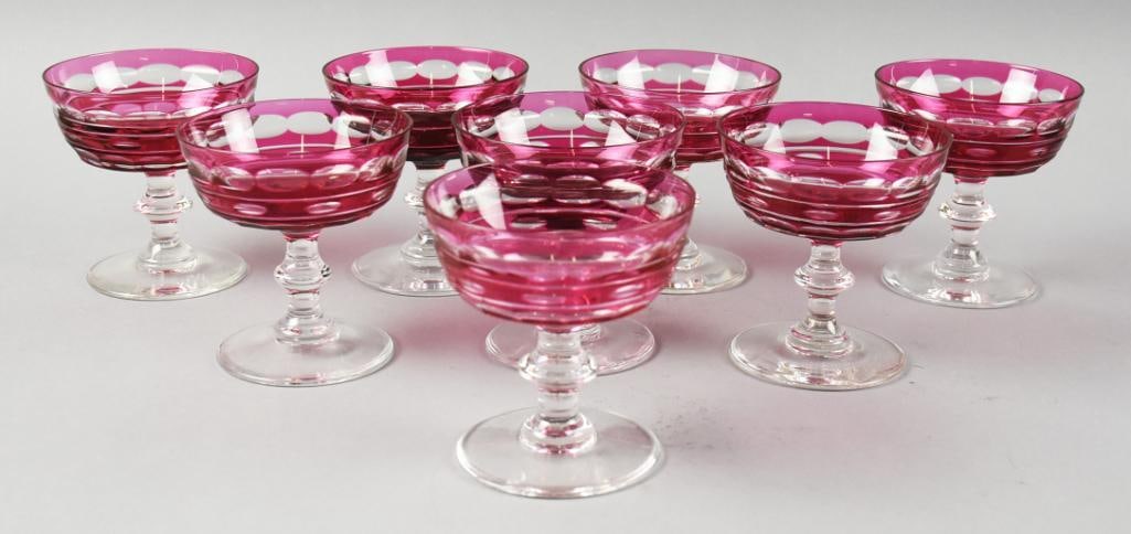 Val St. Lambert Ruby Kent York Rose Glassware - 5