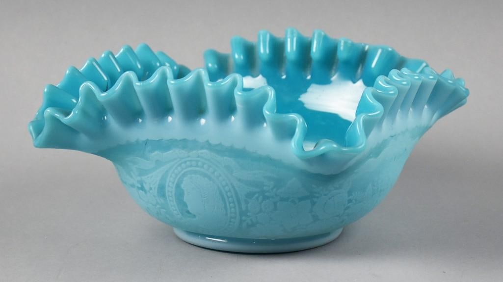 Mt. Washington Cameo Art Glass Brides Bowl (1 of 8)