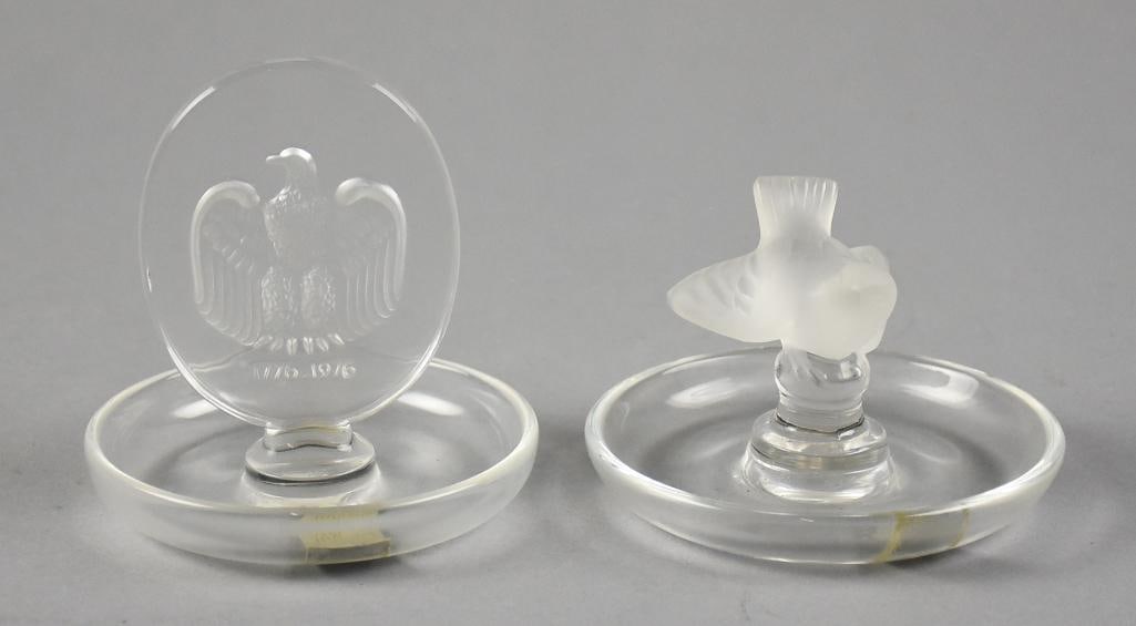 Vintage Lalique Crystal Ring Trays, Sparrow & Eagle (1 of 9)