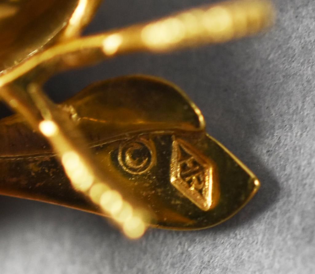 18k Gold Bee Lapel Pin Ruby Eyes - 5