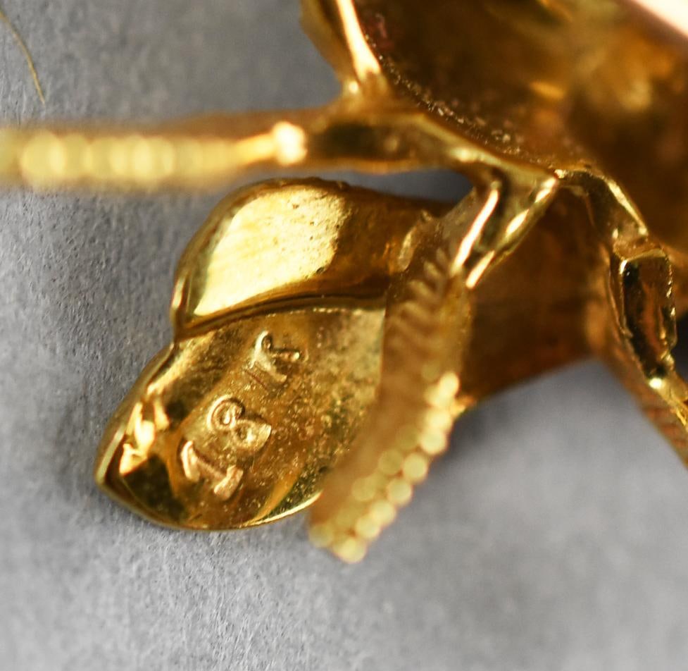 18k Gold Bee Lapel Pin Ruby Eyes - 6