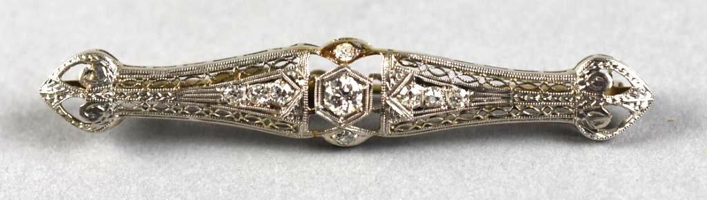 14k Platinum Diamond Brooch Art Deco (1 of 10)