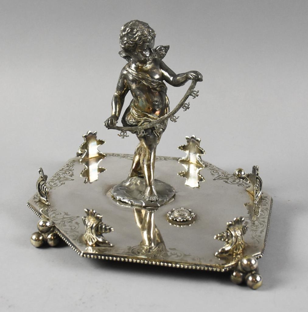 1858 Padley, Parkin & Co Silver Plate Cherub Condiment Caddy (1 of 8)
